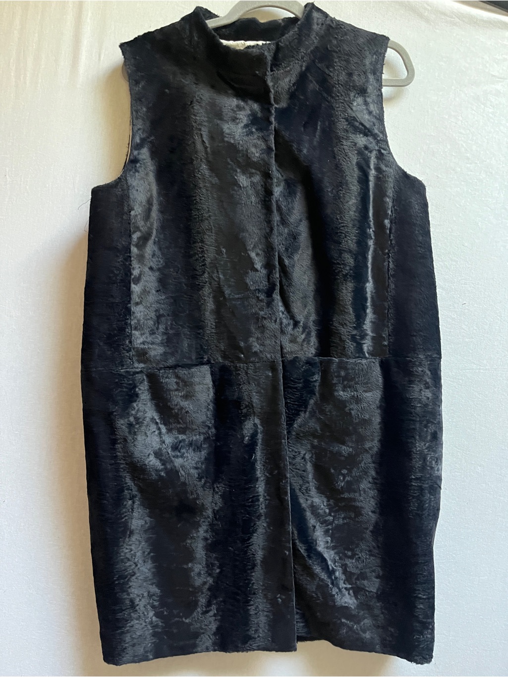 'S Max Mara Faux Fur Sleeveless Dress Vest Black 8